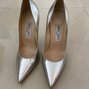 Jimmy Choo Romy Silver Mirror Heels